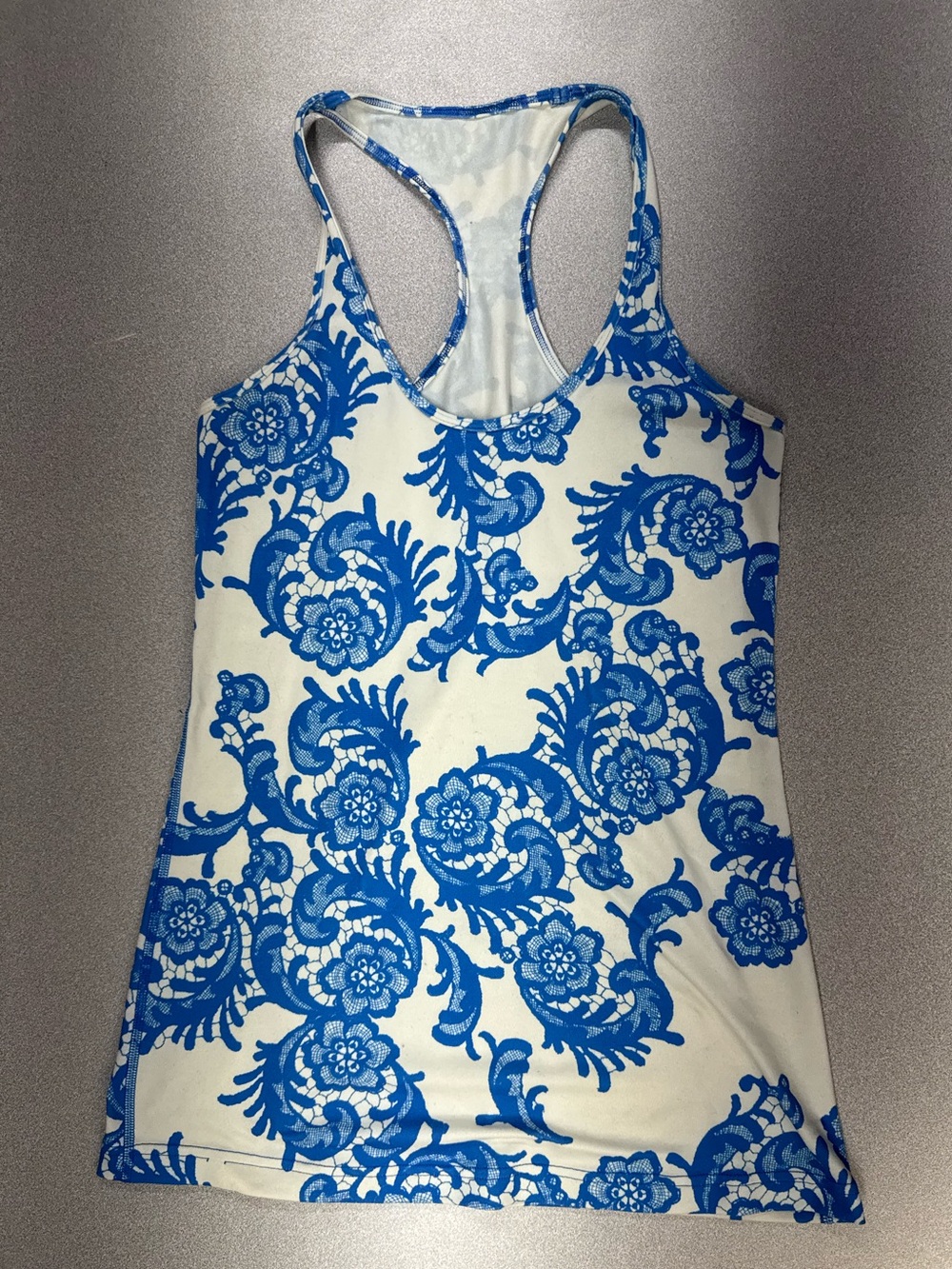 Lululemon Cool Racerback Tank Laceoflage Polar Cream Beaming Blue Print